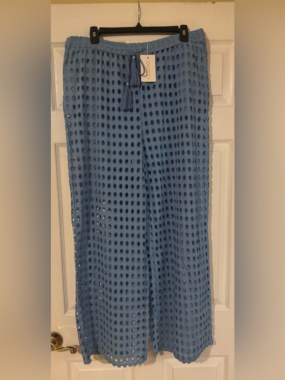 (NWT) Dotti Women's Mesh Drawstring-Waist Wide-Leg Cover-Up Pants